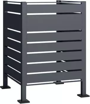 Wiltec Mülltonnenzaun Stahl anthrazit, 1 Tonne, 60-240l (64809)