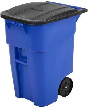 Rubbermaid BRUTE Rollcontainer mit Deckel 189,3l, blau (FG9W2700BLUE)