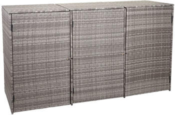 Mendler M&uuml;lltonnenverkleidung Polyrattan HWC-E25 3 x 120 Liter grau