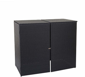 Mendler Mülltonnenverkleidung Polyrattan HWC-E25 2 x 120 Liter schwarz