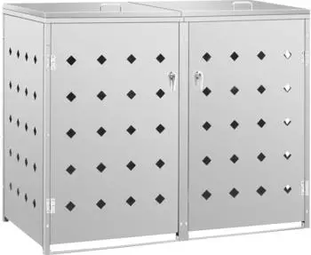 vidaXL Mülltonnenbox Edelstahl 2 x 240 Liter silber