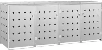vidaXL Mülltonnenbox Edelstahl 4 x 240 Liter silber