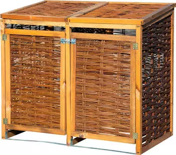 Dobar M&uuml;lltonnenbox Weide ungesch&auml;lt 2 x 120 Liter