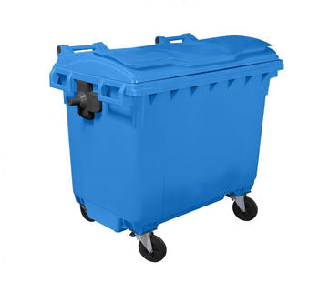Bauer Müllcontainer 660 l mit Flachdeckel blau