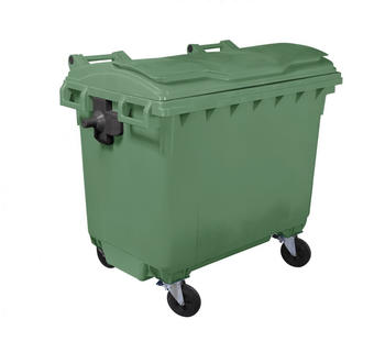 Bauer Müllcontainer 660 l mit Flachdeckel grün