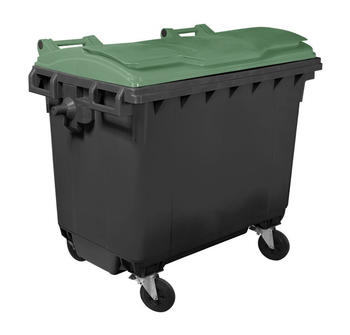 Bauer Müllcontainer 660 l mit Flachdeckel schwarz/grün