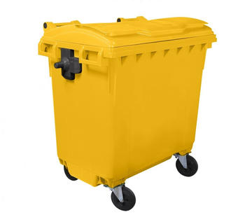Bauer Müllcontainer 770 l mit Flachdeckel gelb