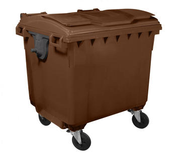 Bauer Müllcontainer 1100 l mit Flachdeckel braun