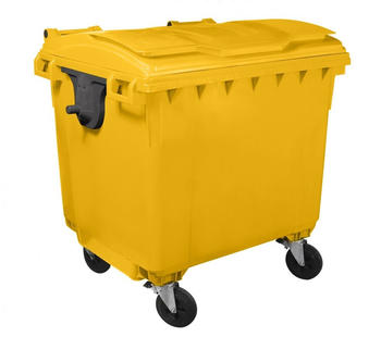 Bauer Müllcontainer 1100 l mit Flachdeckel gelb