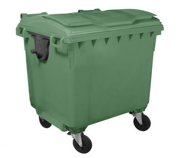 Bauer Müllcontainer 1100 l mit Flachdeckel grün