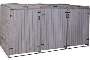 Mendler Mülltonnenverkleidung HWC-H74 3 x 240 Liter grau