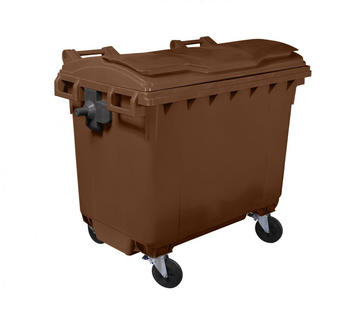 Bauer Müllcontainer 660 l mit Flachdeckel braun