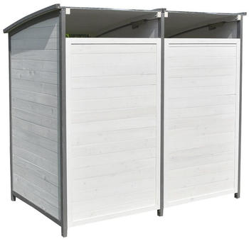 Melko Doppelbox für 2 Mülltonnen weiß aus Holz 240L