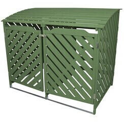 MonsterShop Double Trash Can Cover Green Wood