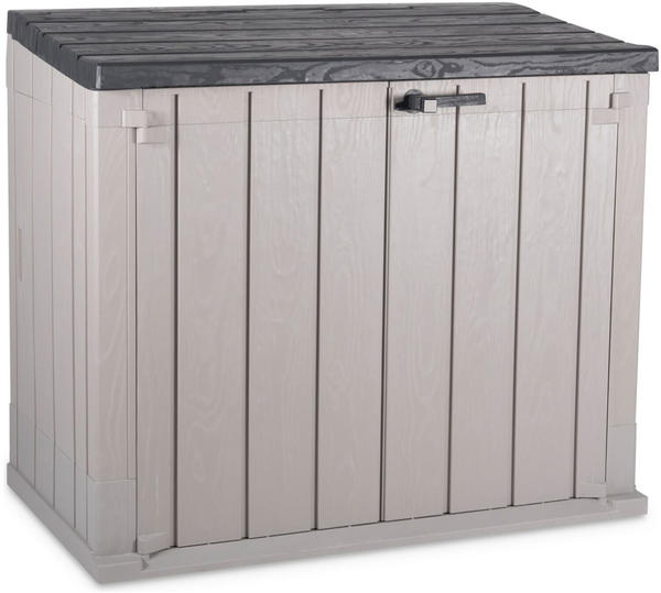 Dobar Mülltonnenbox Kunststoff 2x120 L taupe/dunkelgrau