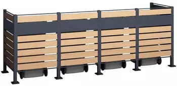 Westmann Metall Mülltonnenverkleidung Planum 4x240L 320x80x120cm Holzoptik