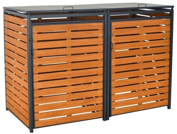 gartenmoebel-einkauf Mülltonnenbox Alu + Holz 2x120L 128x65x107cm