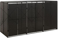 vidaXL M&uuml;lltonnenbox f&uuml;r 3 Tonnen Schwarz 207x80x117 cm Poly Rattan