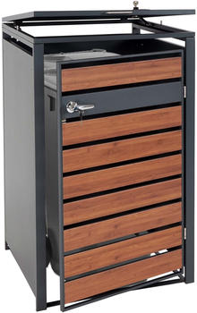 Mendler XL 1er/2er-Mülltonnenverkleidung HWC-J81 Metall anthrazit/dunkelbraun