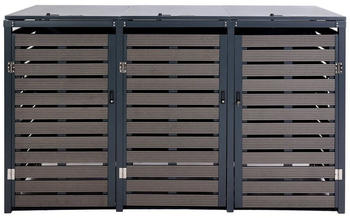 Mendler 3er Mülltonnenverkleidung 112x63x78cm WPC Metall 109kg anthrazit