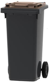 Proregal Premium 2-Rad-M&uuml;lltonne MGB 120L 97,4x47,9x55,5cm HDPE-Kunststoff Grau/Braun