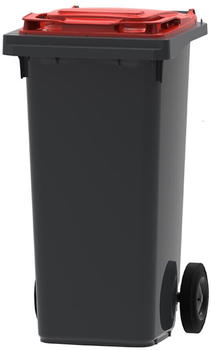 Proregal Premium 2-Rad-M&uuml;lltonne MGB 120L 97,4x47,9x55,5cm HDPE-Kunststoff Grau/Rot