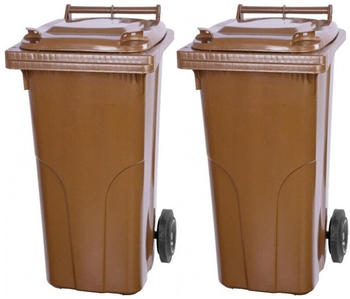 Proregal 2-Rad-M&uuml;lltonne 2er MGB HDPE-Kunststoff 120L Braun