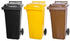 Grau/Schwarz/Gelb/Braun: Proregal 2-Rad-Mülltonne 3er MGB HDPE-Kunststoff 120L