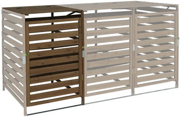 Mendler XL 1er-/2er-Mülltonnenverkleidung Erweiterung 114x67x97cm Massiv-Holz dunkelbraun