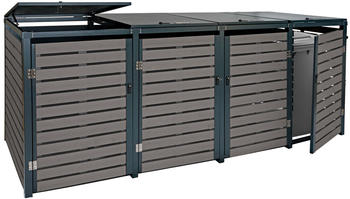 Heute Wohnen Mülltonnenbox 4er 119x264x84cm WPC Metall 130kg anthrazit