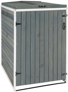 Mendler 1er-Mülltonnenverkleidung XL HWC-H74 erweiterbar 120 x 75 x 96 FSC-Holz grau-weiß (80477)