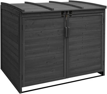 Mendler 2er-Mülltonnenverkleidung XL HWC-H75b erweiterbar 121 x 66 x 92 cm FSC-Holz anthrazit (81686)