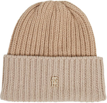 Tommy Hilfiger Chic Rippstrick-Beanie mit Monogramm-Emblem (AW0AW15299) cashmere creme