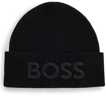 Hugo Boss Mütze aus Woll-Mix mit Logo-Stickerei - Style Afox_R 50522449 Schwarz ONESI