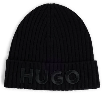 HUGO Mütze aus Schurwolle mit Logo-Detail - Style Unisex-X565-7 50527804 Schwarz ONESI