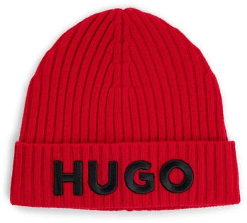 HUGO Mütze aus Schurwolle mit Logo-Detail - Style Unisex-X565-7 50527804 Rot ONESI
