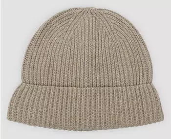 s.Oliver Gestrickte Baumwoll-Beanie mit Umschlag ONESIZE Beige 2170274.80W0.ONESIZE