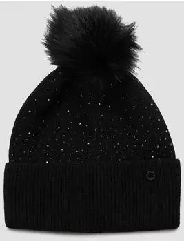 s.Oliver Strickmütze mit Schmucksteinen ONESIZE schwarz 2173661.9999.ONESIZE