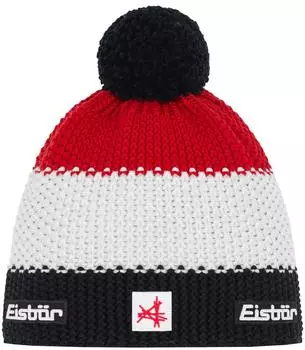 Eisbär Star Pompon Ski Austria Cap black/white/ketchup