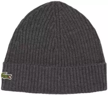 Lacoste Unisex Beanie aus gerippter Wolle (RB0001-050) grau
