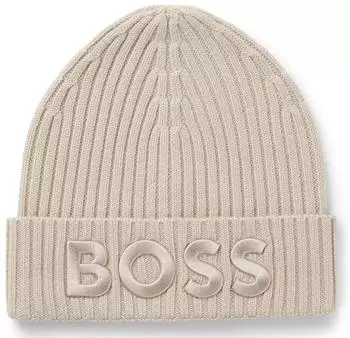 Hugo Boss Mütze Lara aus Schurwolle mit Logo (50497815) beige