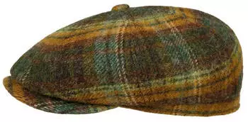 Stetson Shetland Plaid Flatcap oliv