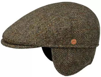 Mayser Sidney Classic Harris Tweed Flatcap braunoliv