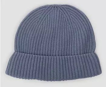 s.Oliver Gestrickte Baumwoll-Beanie mit Umschlag ONESIZE blau 2170274.5363.ONESIZE