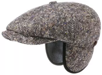 Stetson Hatteras Donegal Earflaps Cap Tweed Wollm&uuml;tze (6840606) beige-blau