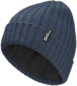 Jack Wolfskin Rib Knit Beanie Winddichte Strickm&uuml;tze One Size blue midnight sky (1907122_C0412)