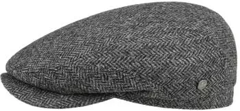 Lierys Crimson Wool Herringbone Flatcap grau