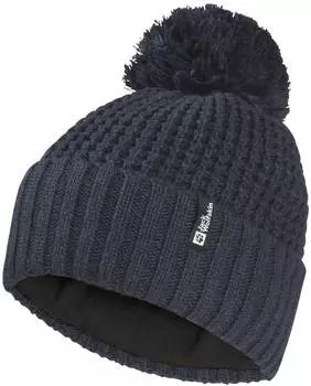 Jack Wolfskin Medley Knit Beanie Women Gef&uuml;tterte Beanie mit Bommel blue dark navy (A65237_C0413)
