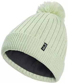 Jack Wolfskin Pom Pom Beanie Winddichte Wollm&uuml;tze mit Pompom Unisex green (A66177_E0338)