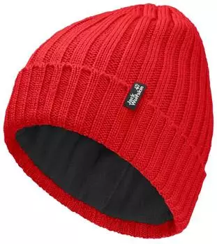 Jack Wolfskin Rib Knit Beanie Gef&uuml;tterte Strickm&uuml;tze Unisex one size red 1907122_J0191_OS